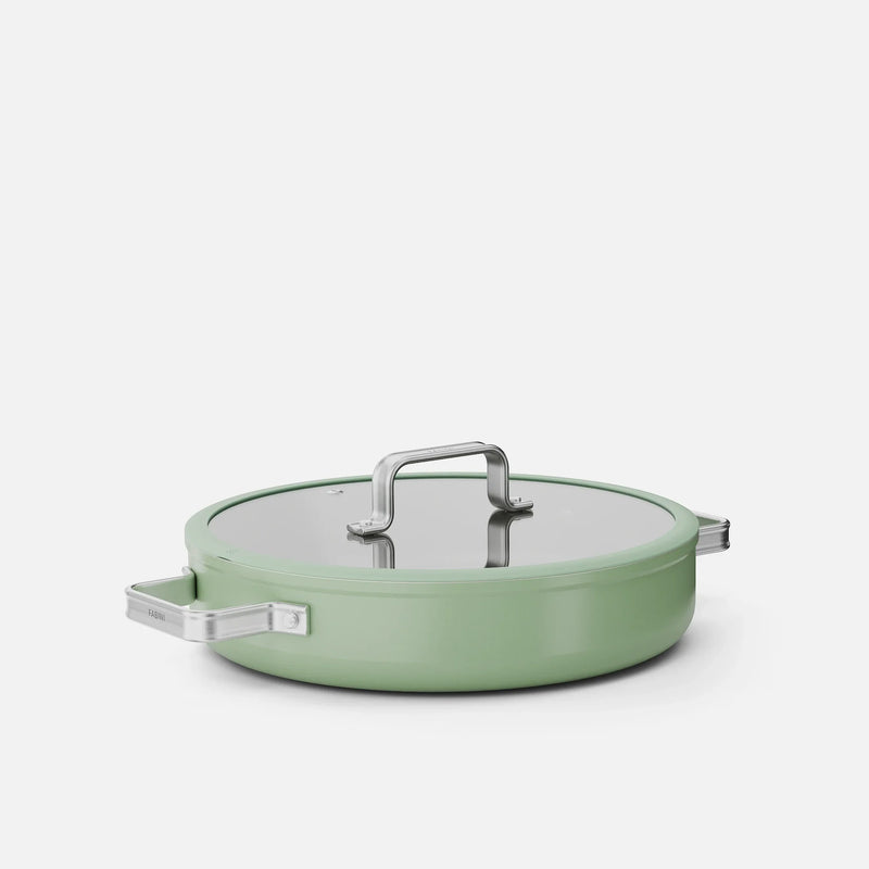 Tálaló tegame serpenyő Meda 5.0 Standard, ø 28 cm - Tapadásmentes kerámia bevonatú mély serpenyő fedővel, zsályazöld