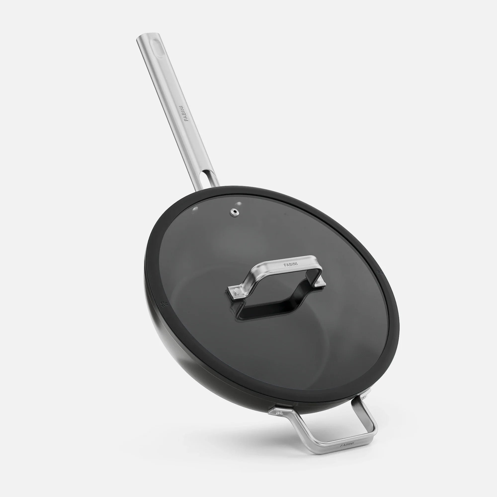 Wok serpenyő Meda 5.0 Standard, ø 28 cm - Tapadásmentes kerámia bevonatú serpenyő fedővel, fekete