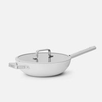 Wok serpenyő Meda 5.0 Standard, ø 28 cm - Tapadásmentes kerámia bevonatú serpenyő fedővel, krémszínű