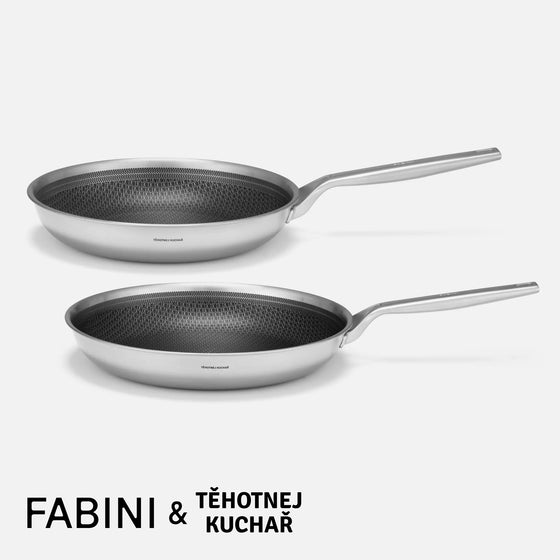 Serpenyő készlet, 2 db - Szegecs nélküli, többrétegű rozsdamentes acél hibrid serpenyő kerámia bevonattal