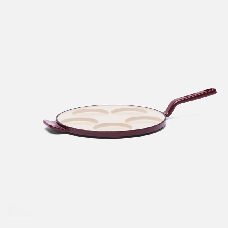 Karácsonyi amerikai palacsintasütő Mattia 3.0 Standard, ø 26 cm - Zománcozott öntöttvas serpenyő 5 amerikai palacsintához, bordó