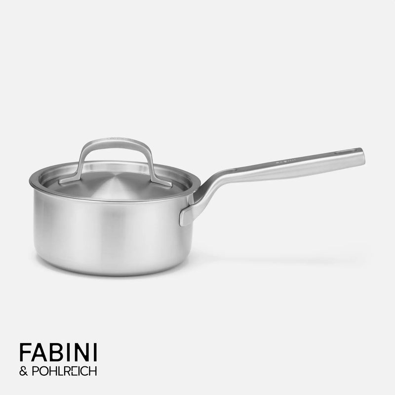 Nyeles lábas FABINI & Pohlreich, ø 16 cm (1,2 l) - Szegecs nélküli nyeles lábas ötrétegű rozsdamentes acélból, fedővel