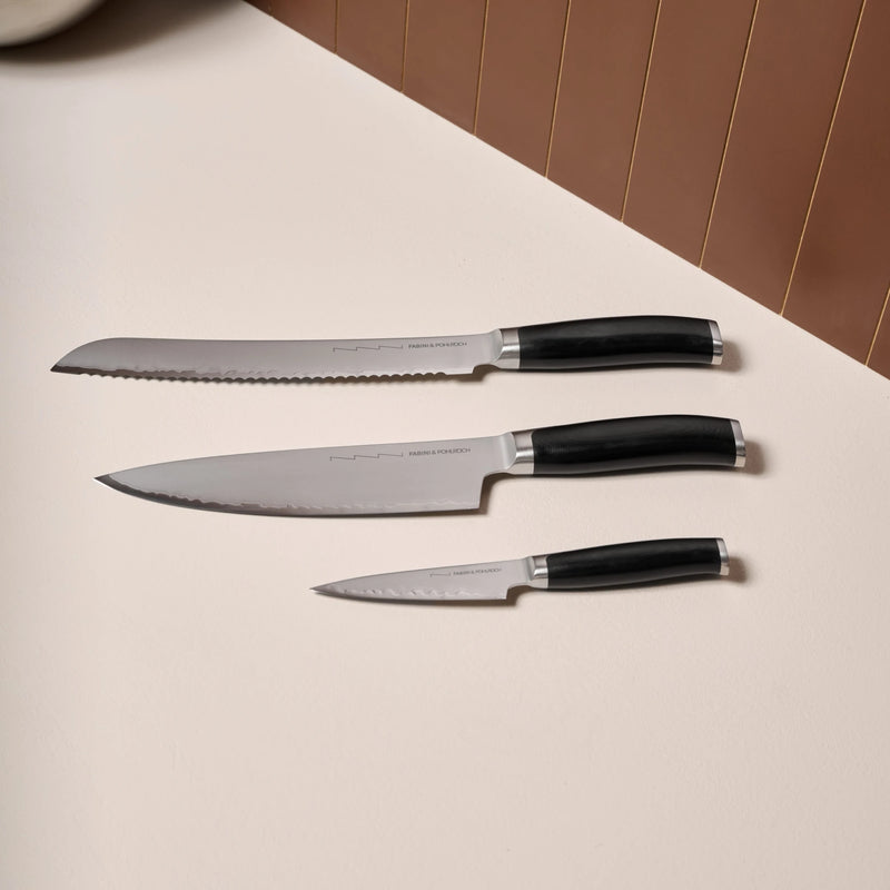 Hajlított hámozókés FABINI & Pohlreich, 9 cm - Prémium japán acélból készült kovácsolt kés